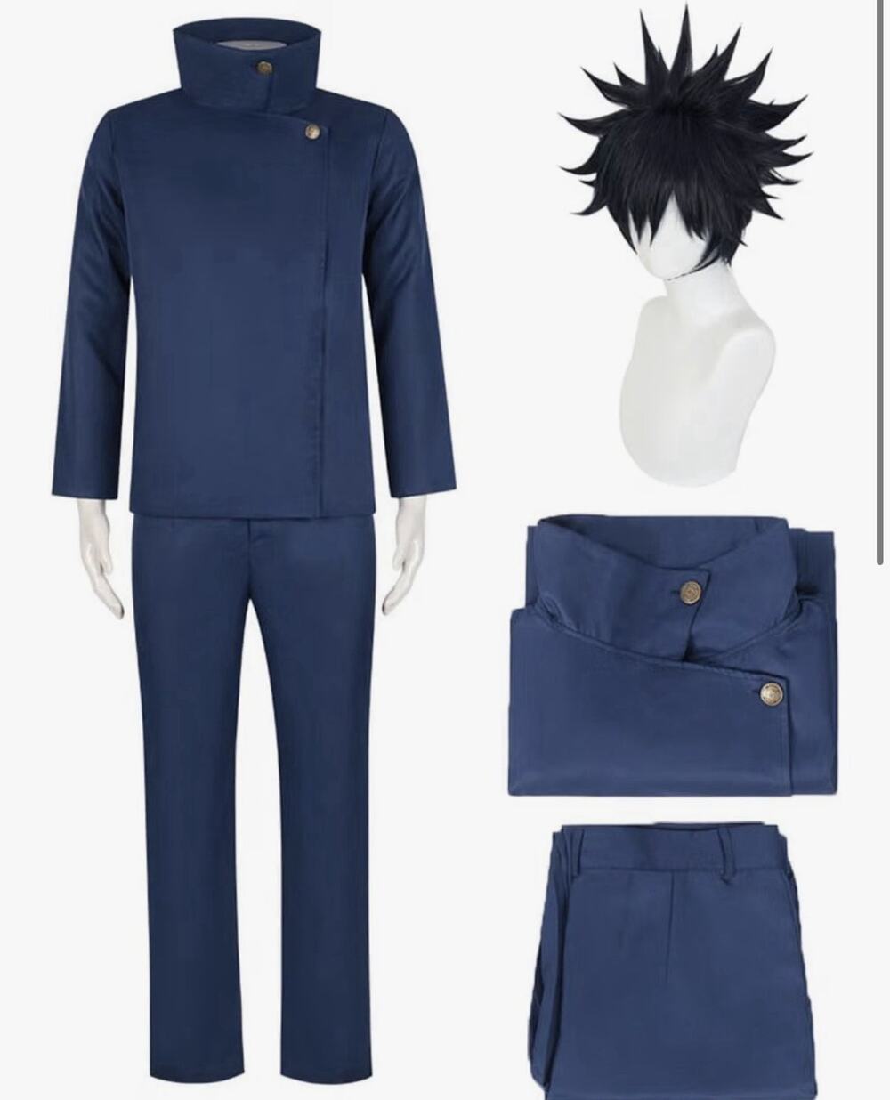Jujutsu Kaisen Megumi Fushiguro Cosplay Costume Adult S Uniform Wig Set NIP